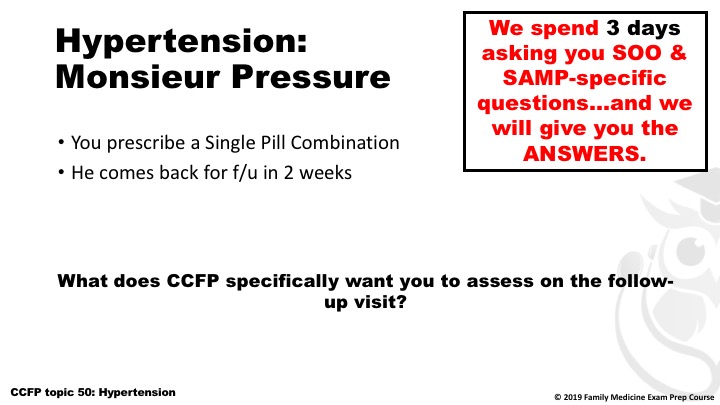 A slide with instructions for the question of hypertension.