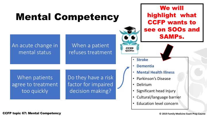 A diagram of the four competencies for mental competency.